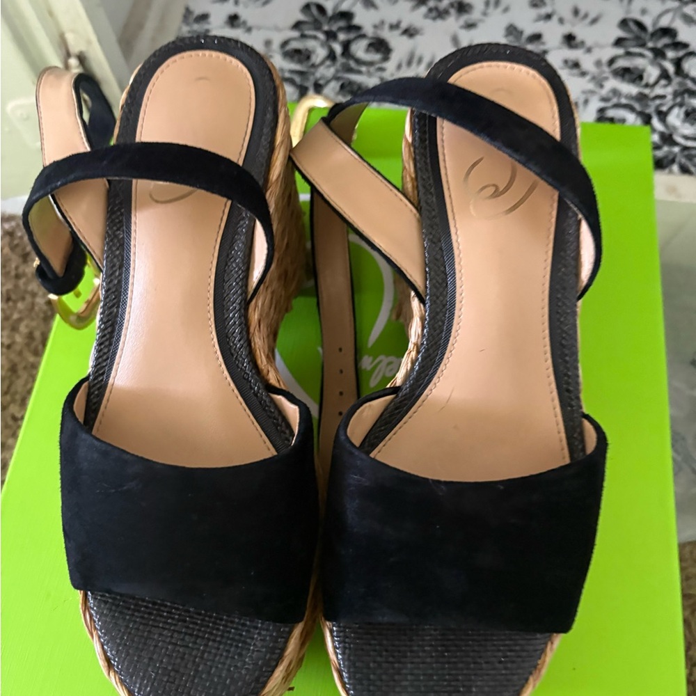 Circus by Sam Edelman Black Platform Sandals leather suede.